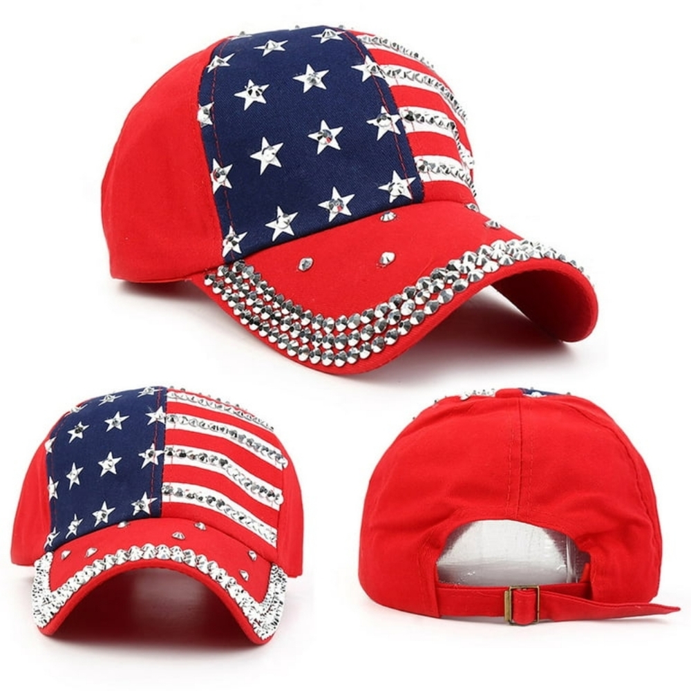 USA Rhinestone Baseball Cap - Picture 3 of 14